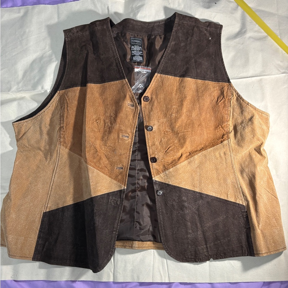 Women's Brown Patchwork Vest